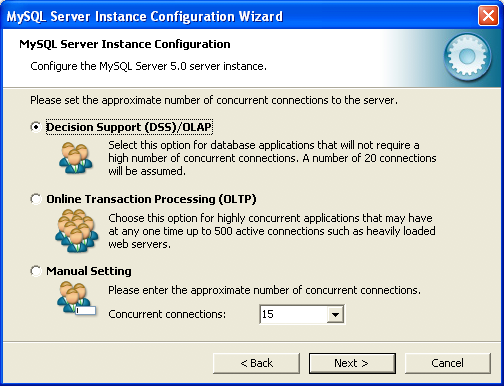 MySQL Server Instance Config Wizard:
          Connections